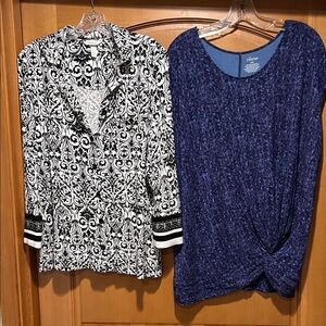 Soma Black/White Patterned Blouse AND Blue/Purple Textured Top